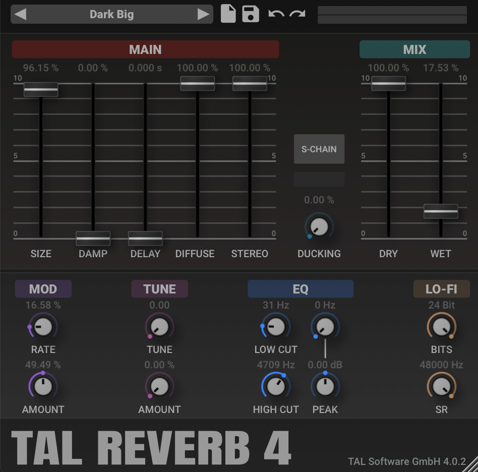 TAL Reverb 4 Interface